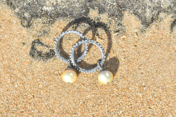 Pendientes de Plata "Pulpo y Perla" con perlas del Océano Austral