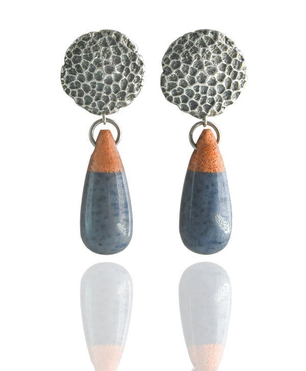 Pendientes de plata coral, joyas marítimas, joyas de plata marítimas, joyas del océano, Almakaia by Heike Otten