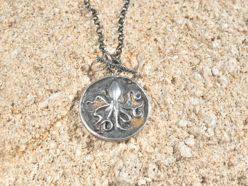 'Hellenic Golden Octopus' Necklace: Fusion of Gold, Silver and Greek Mythology