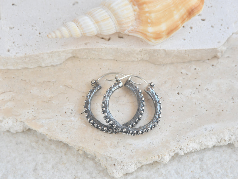 Silver Octopus Hoop Earrings, Almakaia by Heike Otten