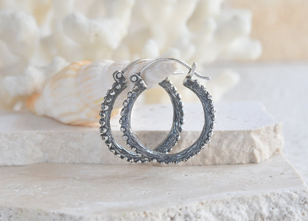 Silver Octopus Hoop Earrings, Almakaia by Heike Otten