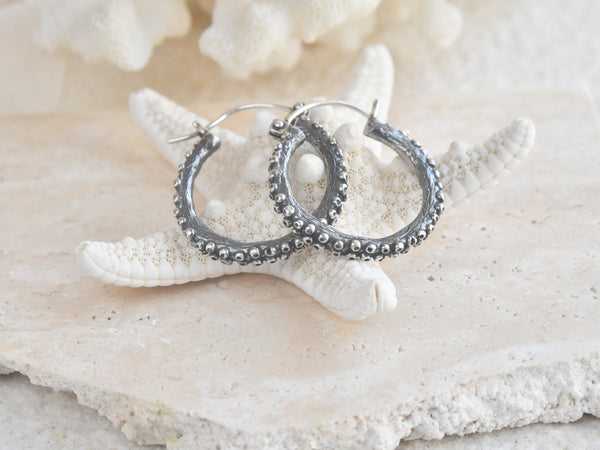 Silver Octopus Hoop Earrings, Almakaia by Heike Otten