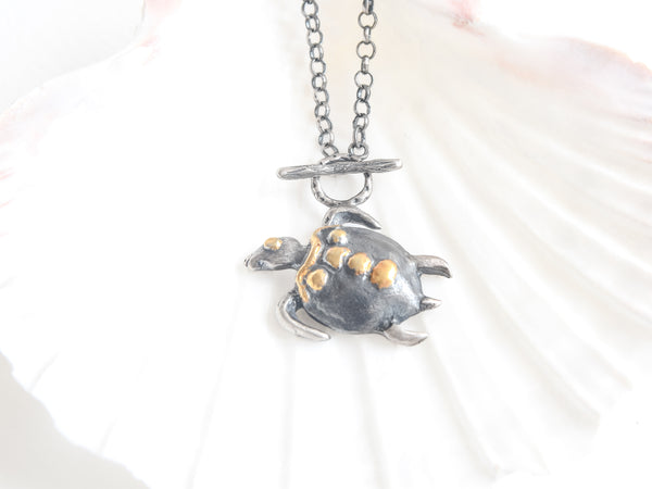 'Ancient Turtle Spirit' Necklace: Gold, Silver and Symbols of Life