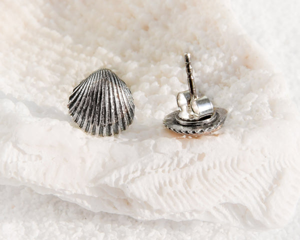 Aretes de plata, motivo caracol marítimo, caracol del mar, concha abanico, oceana, joya de plata