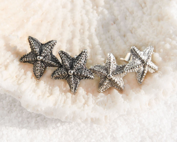 Silver Starfish Earrings Aretes estrella de mar plata